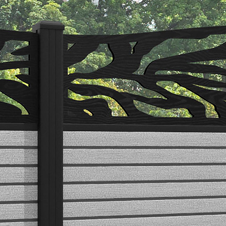 Hudson Malawi Curved Top Fence Panel - Light Grey - with our aluminium posts