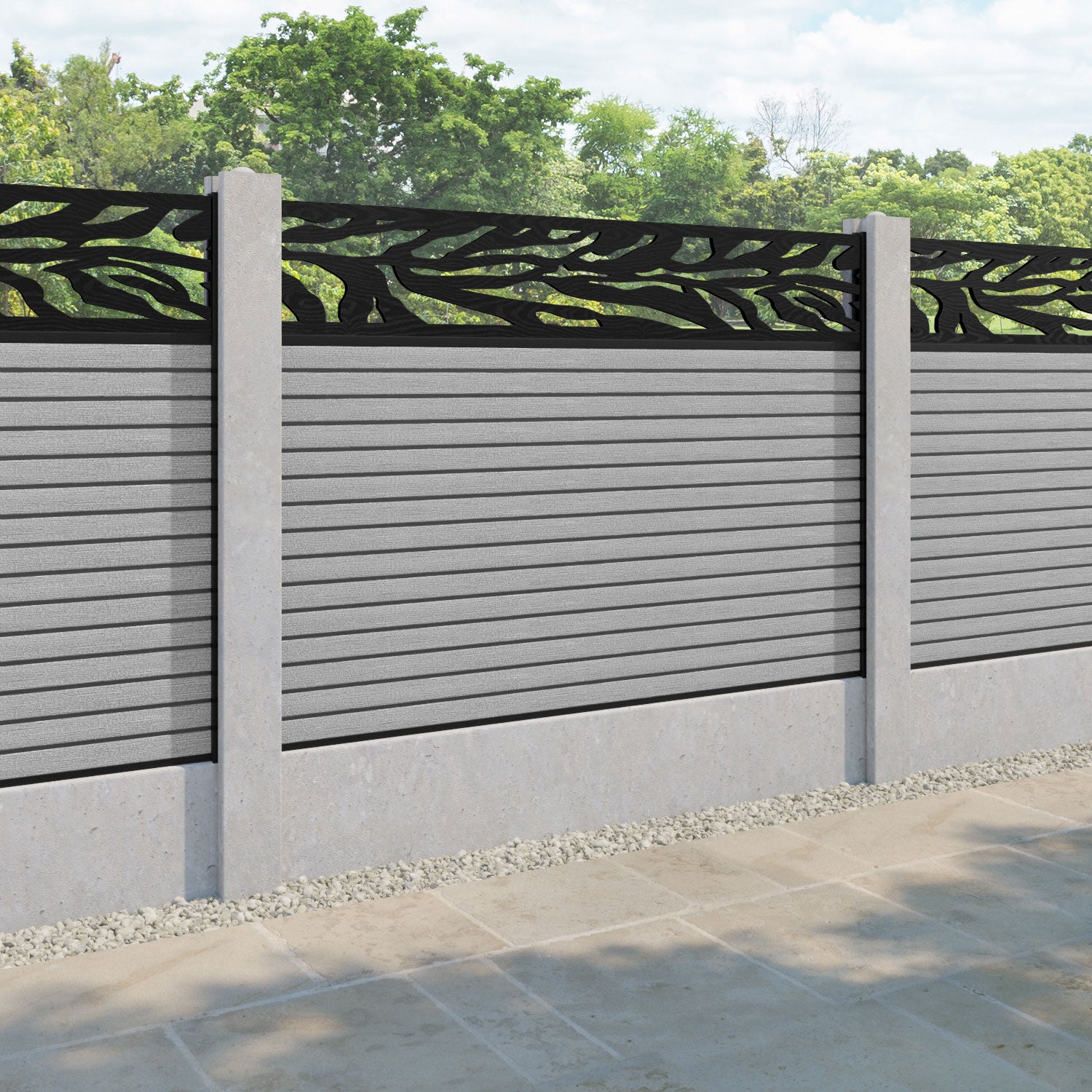 Hudson Malawi Fence Panel - Light Grey - for existing concrete posts
