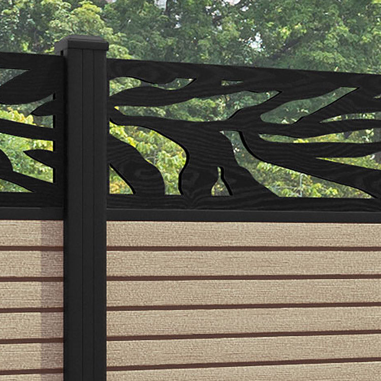 Hudson Malawi Fence Panel - Light Oak - with our aluminium posts