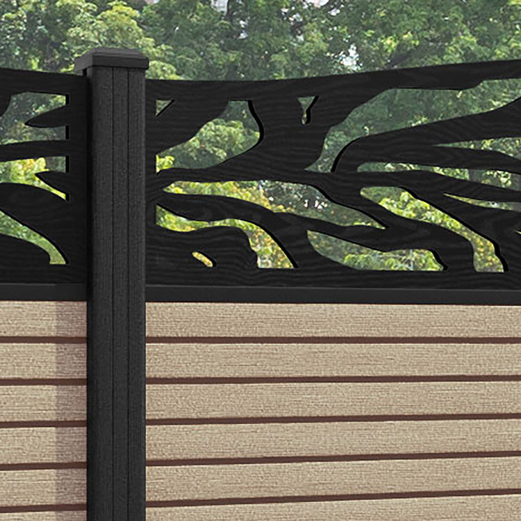 Hudson Malawi Curved Top Fence Panel - Light Oak - with our composite posts