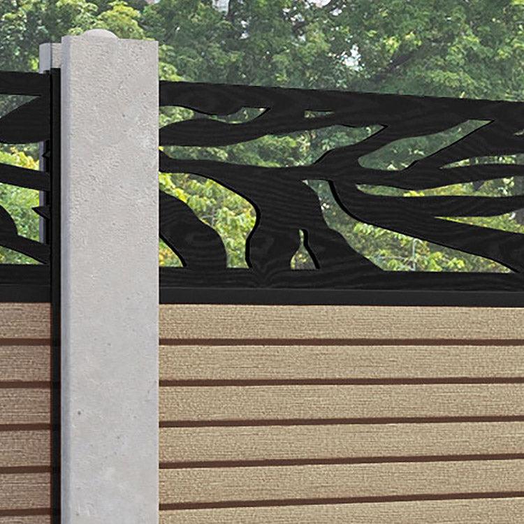 Hudson Malawi Fence Panel - Light Oak - for existing concrete posts