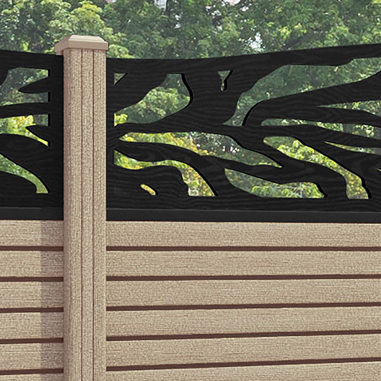 Hudson Malawi Curved Top Fence Panel - Light Oak - with our composite posts