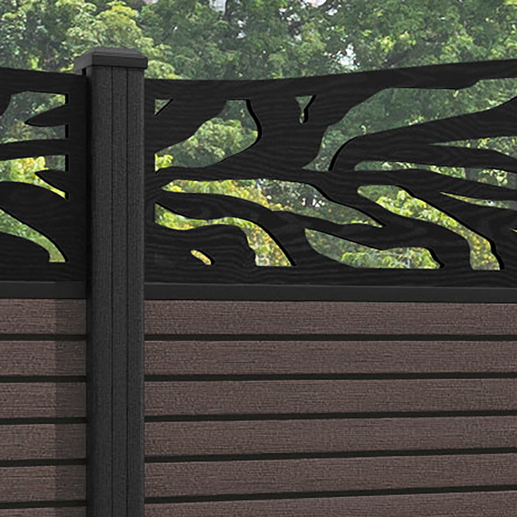 Hudson Malawi Curved Top Fence Panel - Mid Brown - with our composite posts
