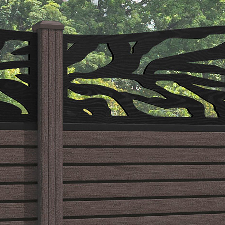 Hudson Malawi Curved Top Fence Panel - Mid Brown - with our composite posts