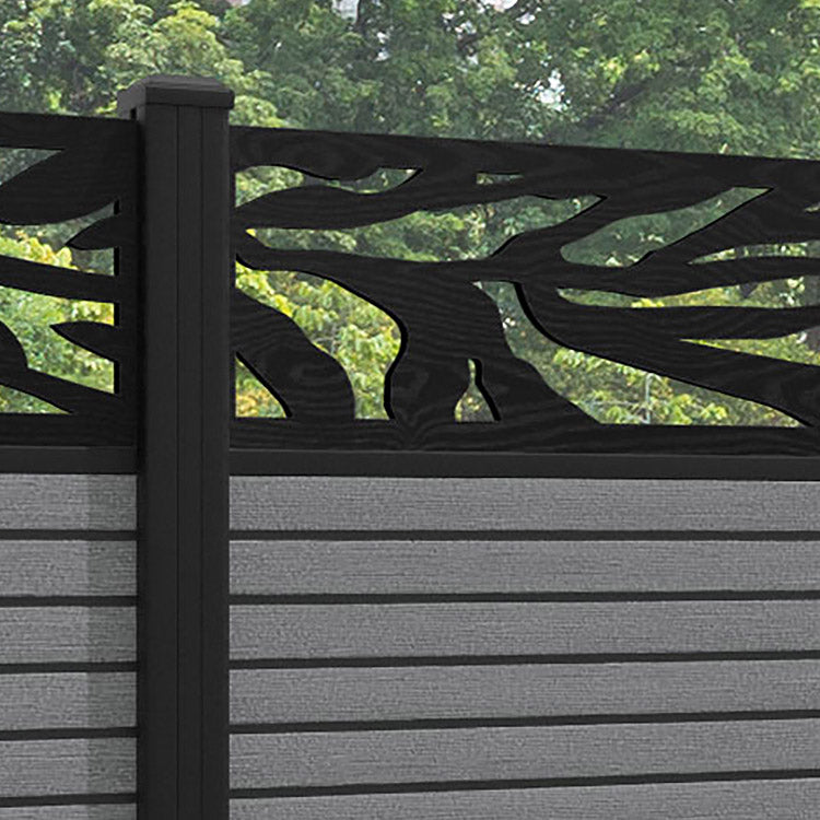 Hudson Malawi Fence Panel - Mid Grey - with our aluminium posts