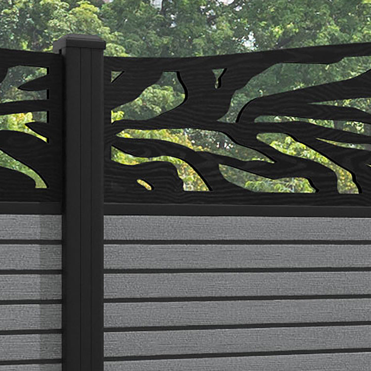 Hudson Malawi Curved Top Fence Panel - Mid Grey - with our aluminium posts