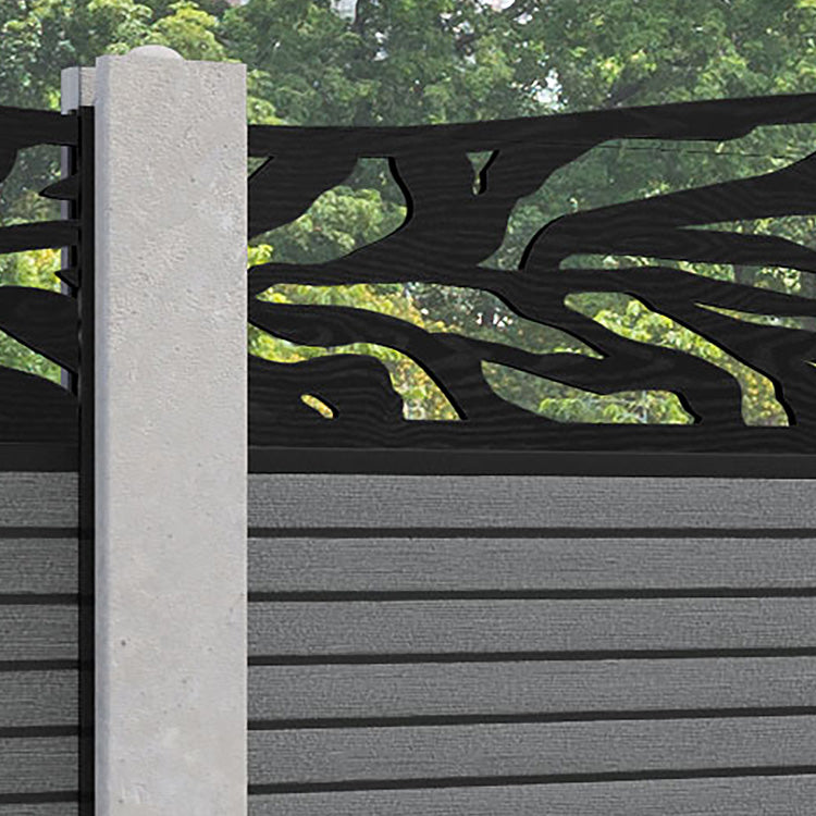 Hudson Malawi Curved Top Fence Panel - Mid Grey - for existing concrete posts