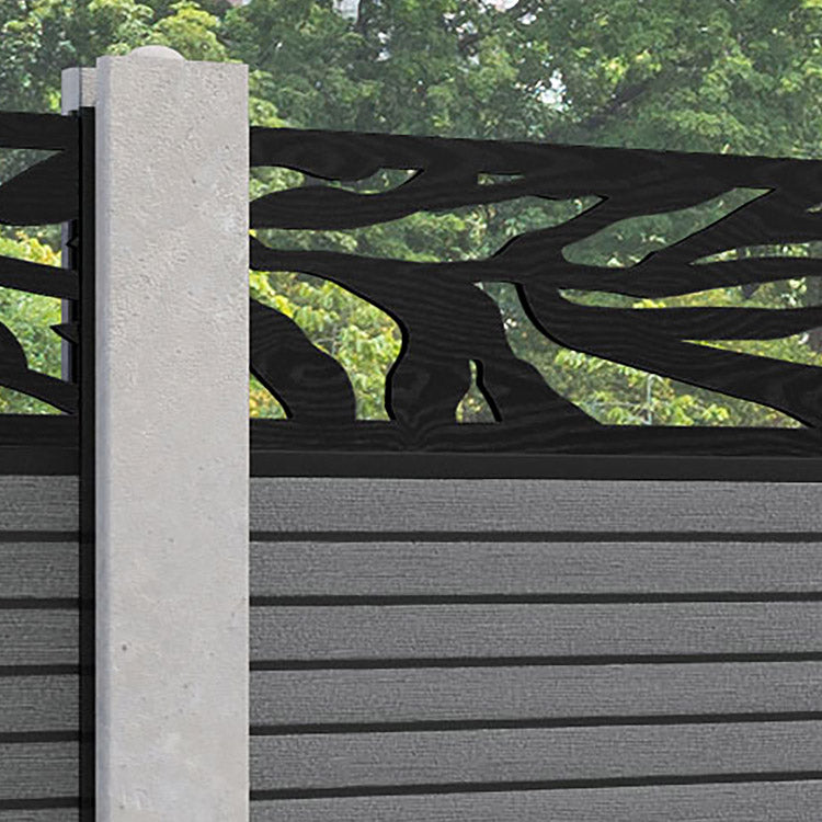 Hudson Malawi Fence Panel - Mid Grey - for existing concrete posts