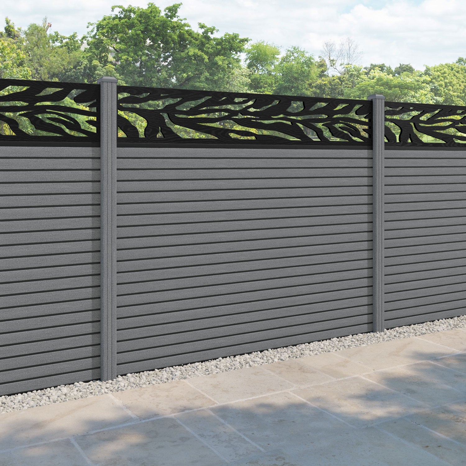 Hudson Malawi Fence Panel - Mid Grey - with our composite posts