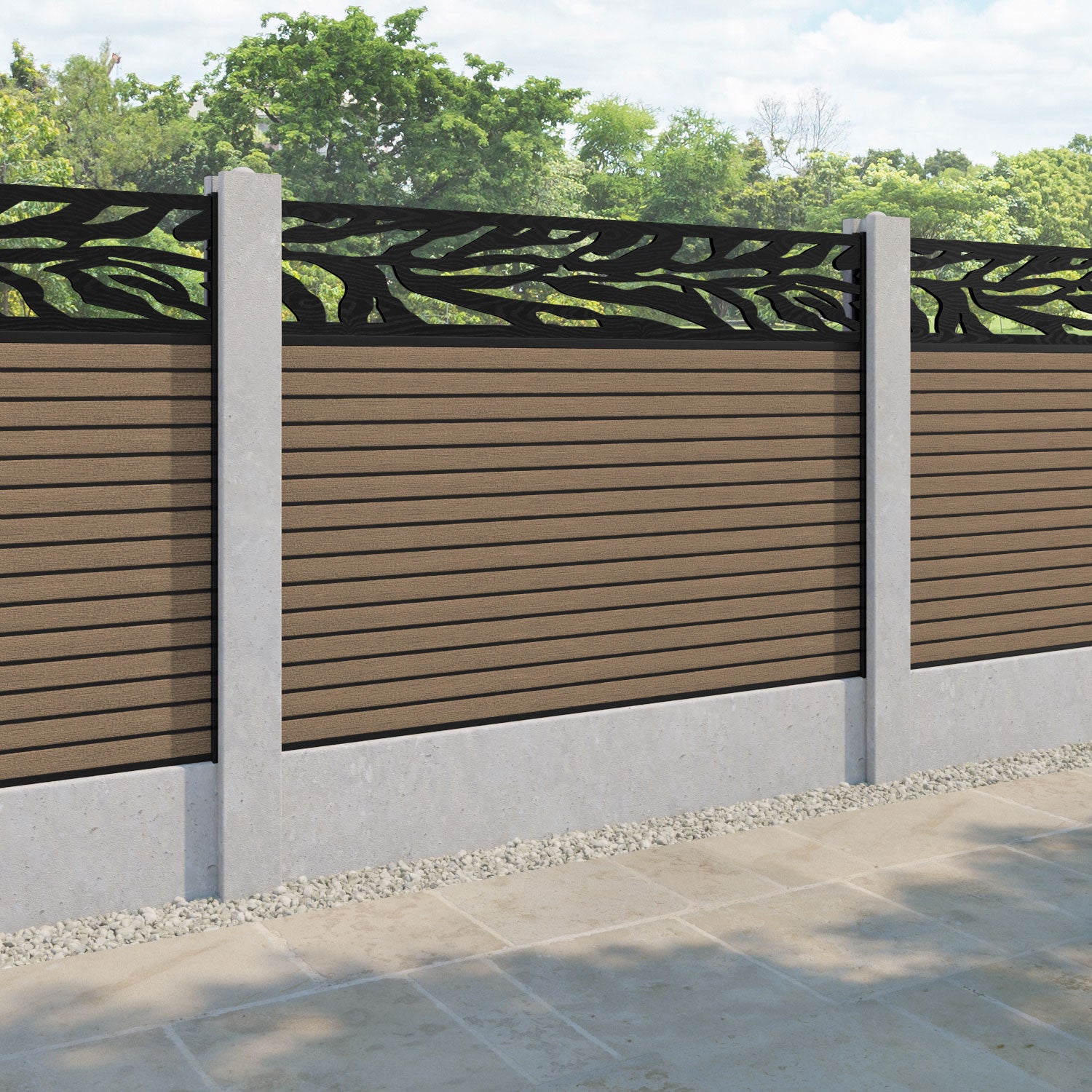 Hudson Malawi Fence Panel - Teak - for existing concrete posts