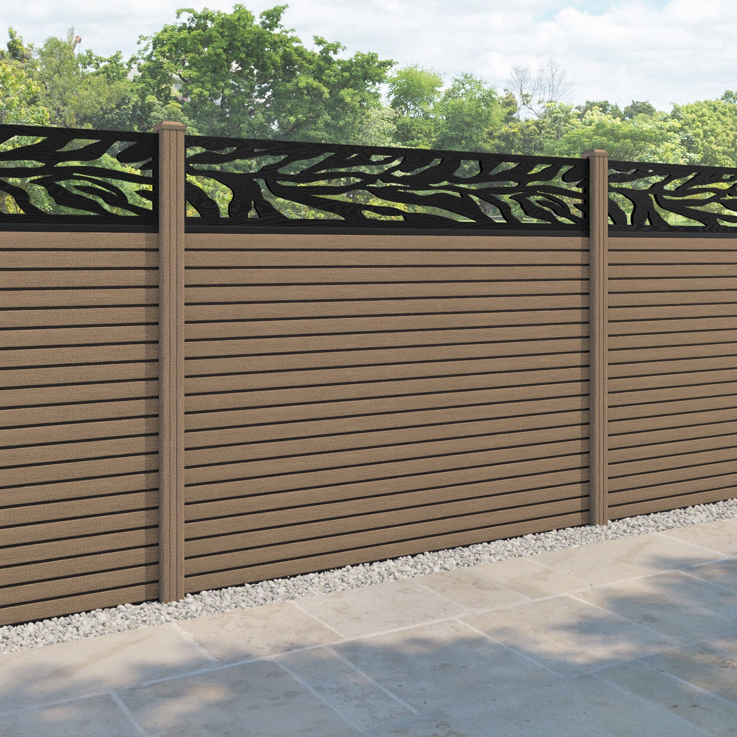 Hudson Malawi Fence Panel - Teak - with our composite posts