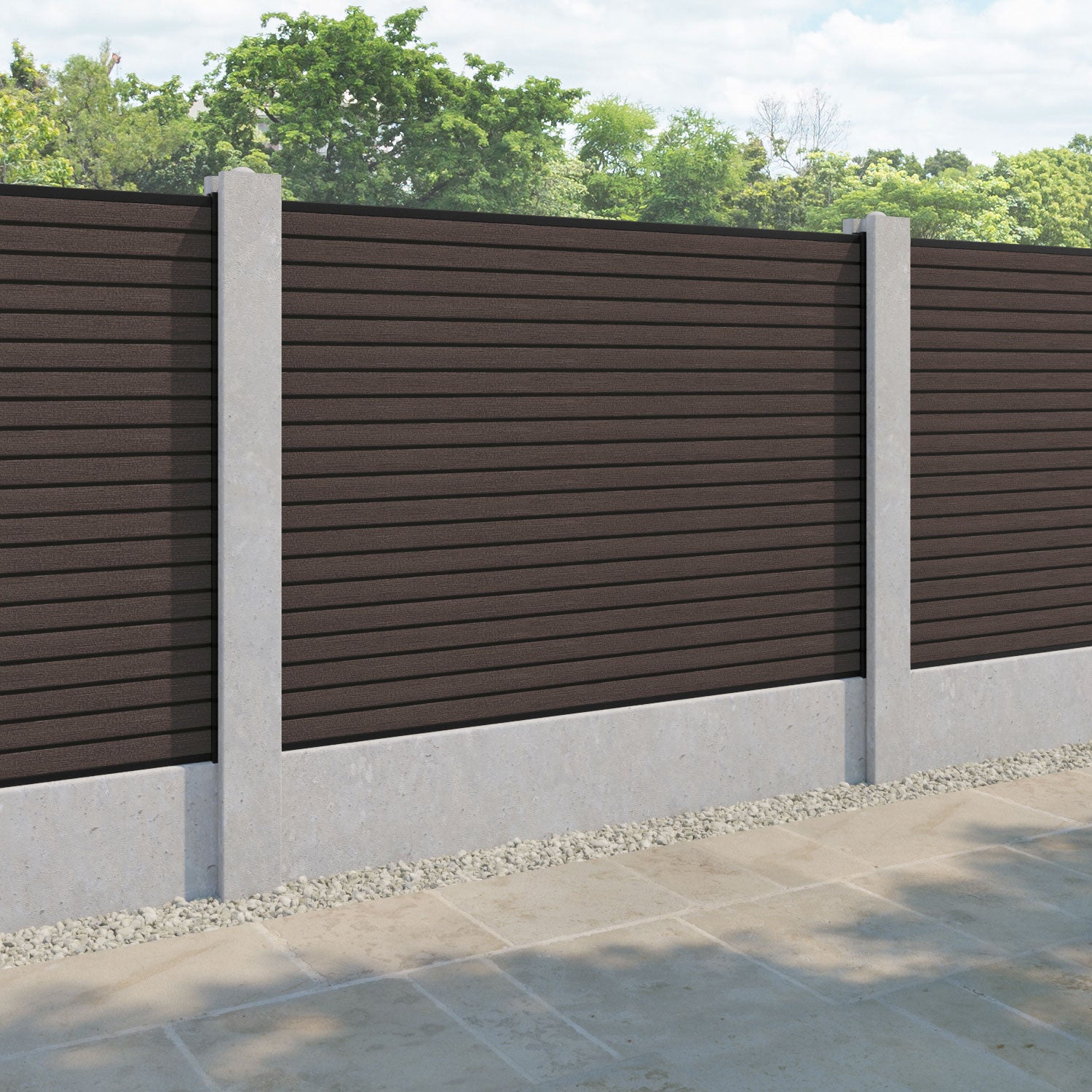 Hudson Fence Panel - Mid Brown - for existing concrete posts