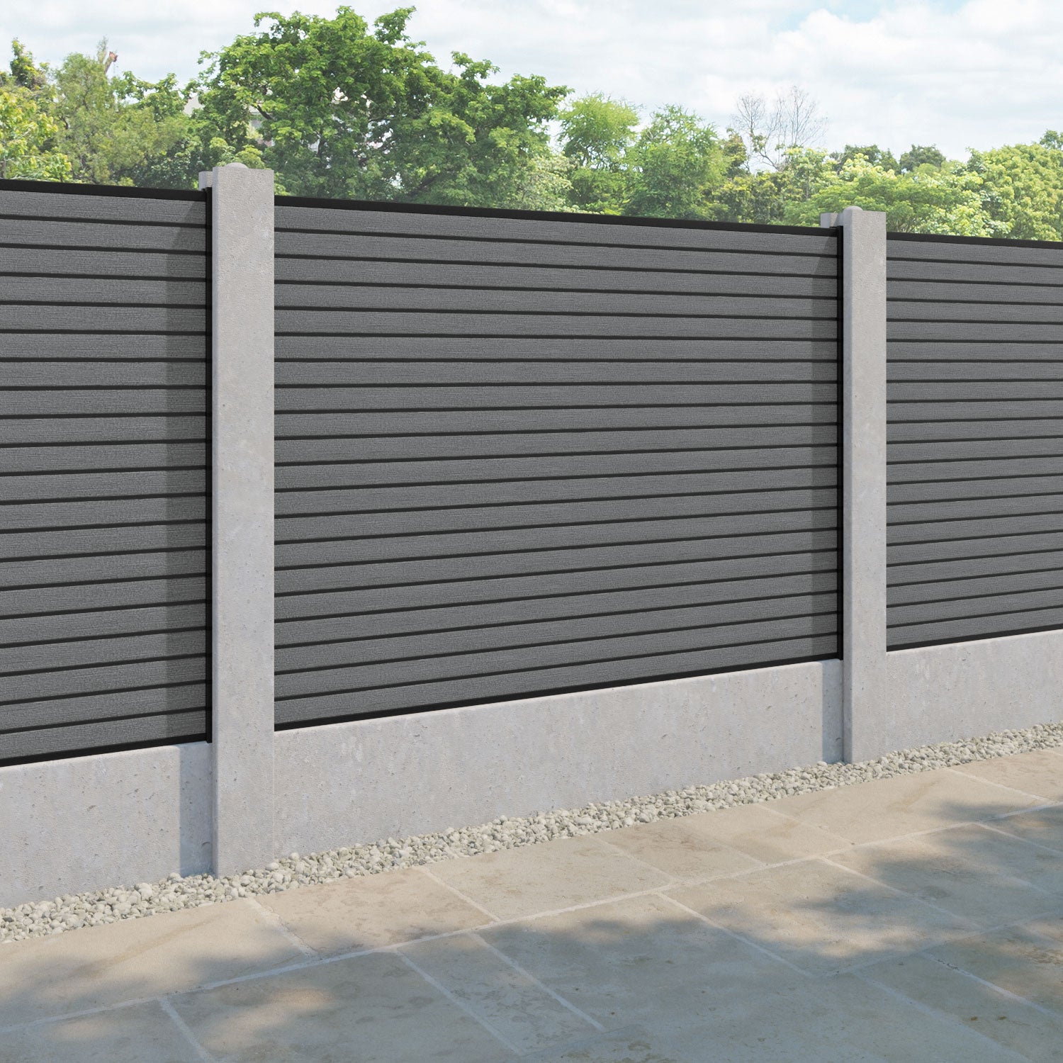 Hudson Fence Panel - Mid Grey - for existing concrete posts