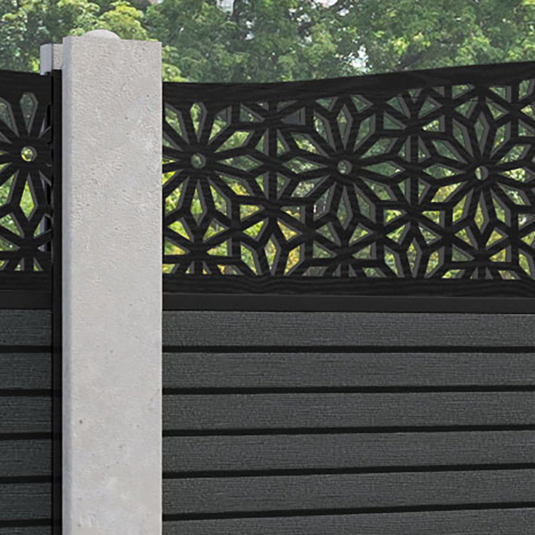 Hudson Narwa Curved Top Fence Panel - Dark Grey - for existing concrete posts