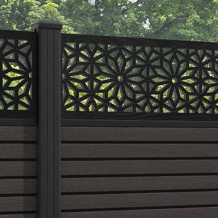 Hudson Narwa Fence Panel - Dark Oak - with our composite posts
