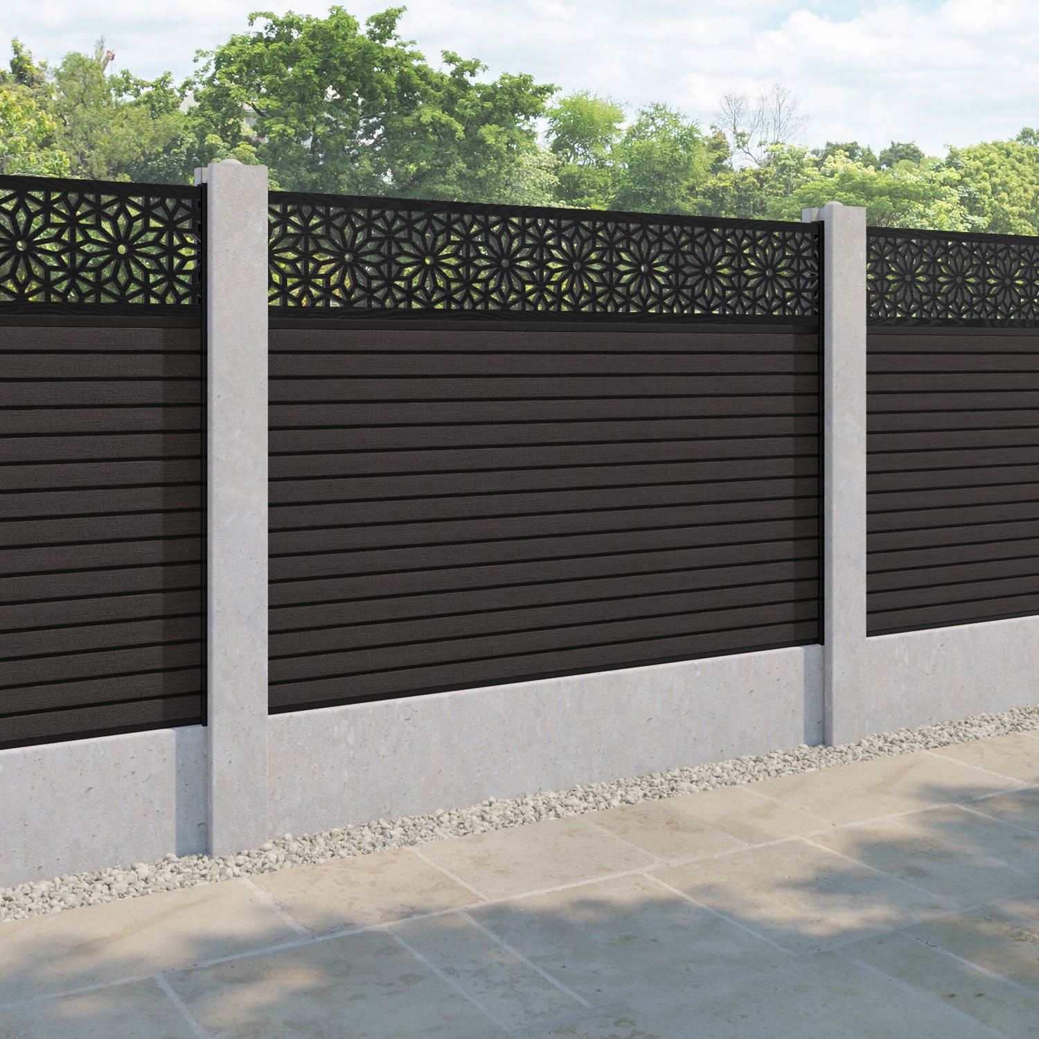 Hudson Narwa Fence Panel - Dark Oak - for existing concrete posts