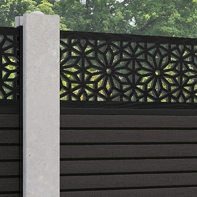 Hudson Narwa Fence Panel - Dark Oak - for existing concrete posts