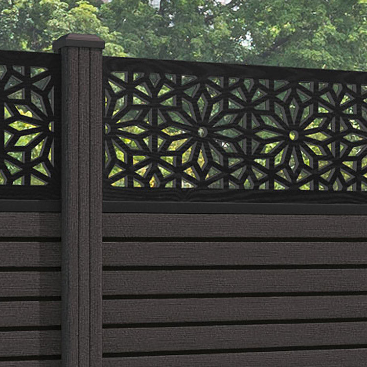 Hudson Narwa Fence Panel - Dark Oak - with our composite posts