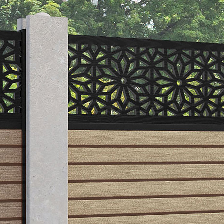 Hudson Narwa Fence Panel - Light Oak - for existing concrete posts