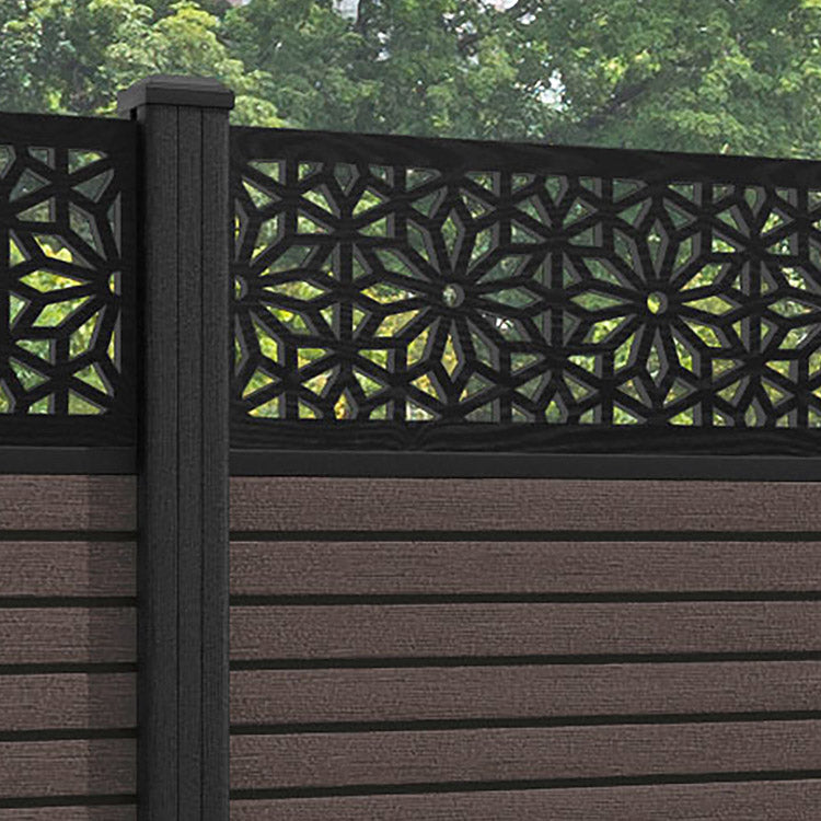 Hudson Narwa Fence Panel - Mid Brown - with our composite posts