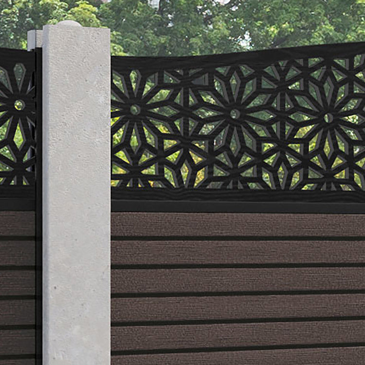 Hudson Narwa Curved Top Fence Panel - Mid Brown - for existing concrete posts