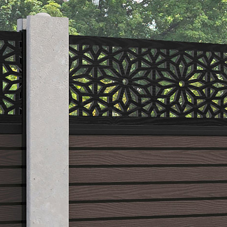 Hudson Narwa Fence Panel - Mid Brown - for existing concrete posts