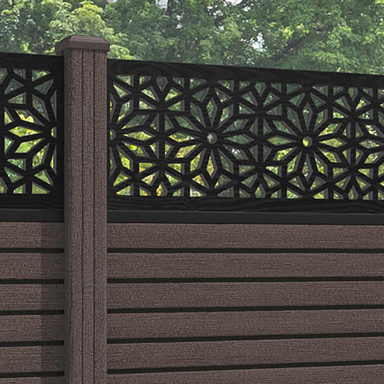 Hudson Narwa Fence Panel - Mid Brown - with our composite posts