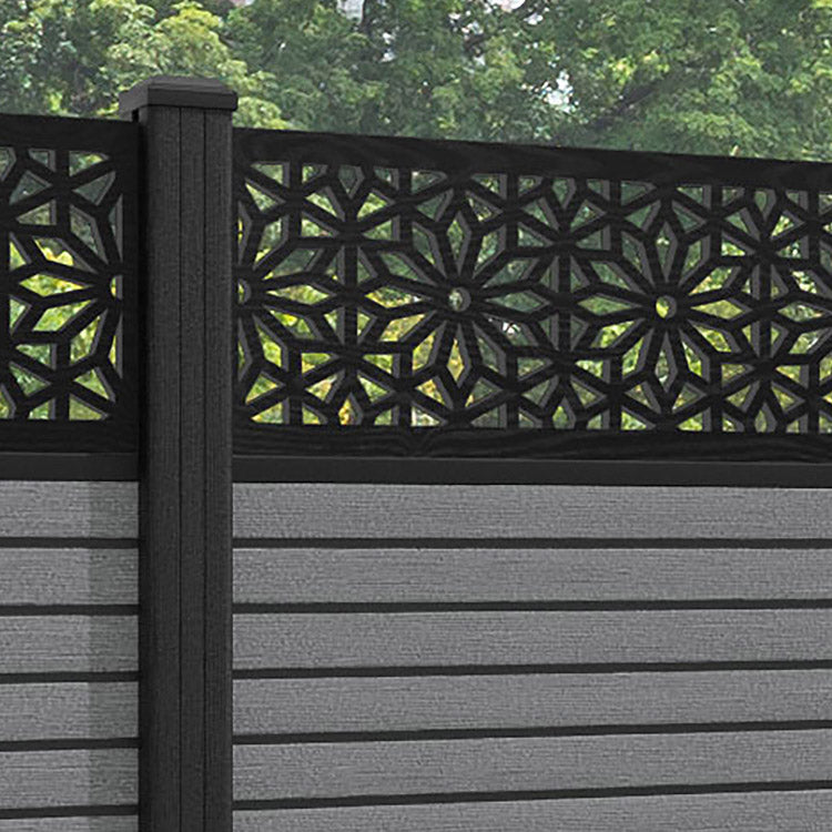 Hudson Narwa Fence Panel - Mid Grey - with our composite posts