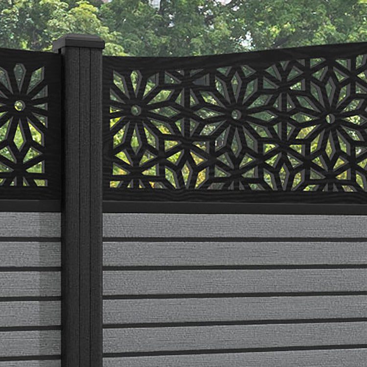 Hudson Narwa Curved Top Fence Panel - Mid Grey - with our composite posts