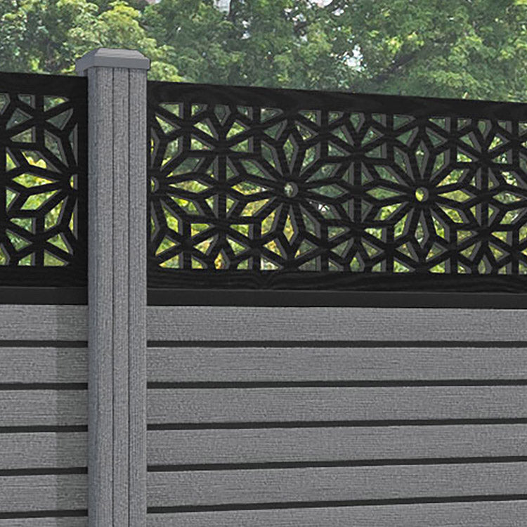 Hudson Narwa Fence Panel - Mid Grey - with our composite posts