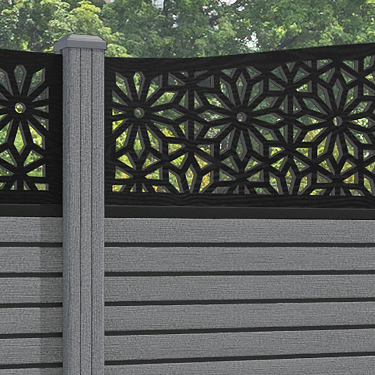 Hudson Narwa Curved Top Fence Panel - Mid Grey - with our composite posts