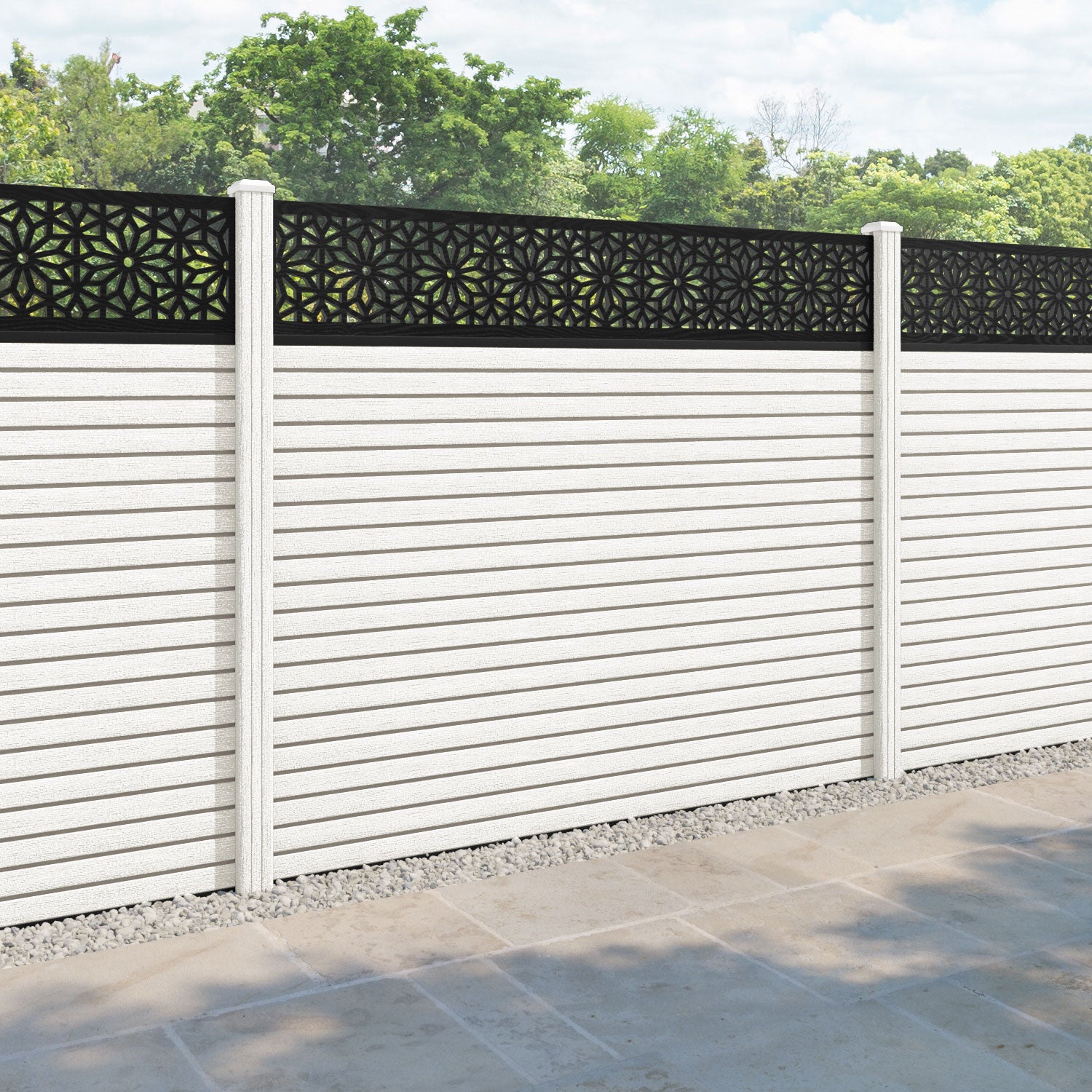 Hudson Narwa Fence Panel - Light Stone - with our composite posts