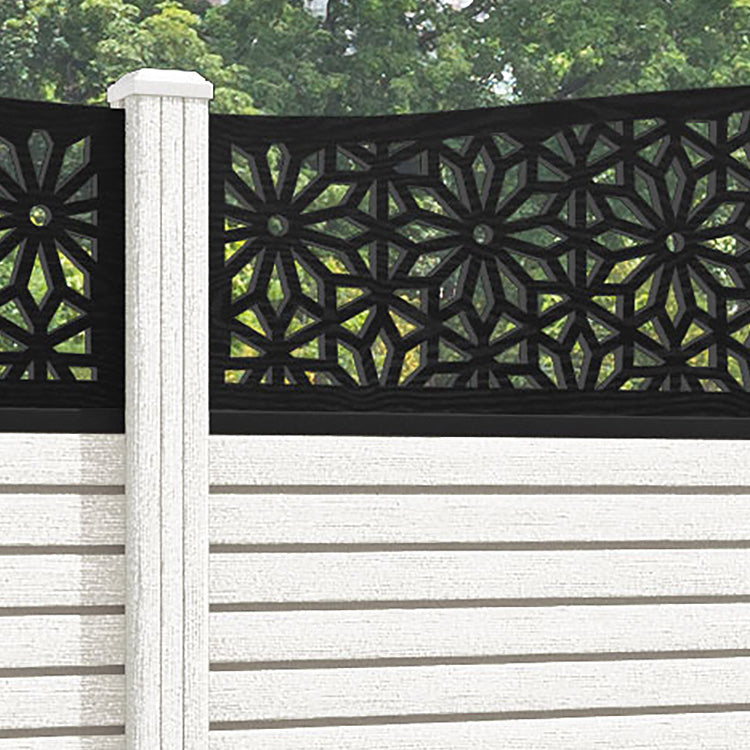 Hudson Narwa Curved Top Fence Panel - Light Stone - with our composite posts