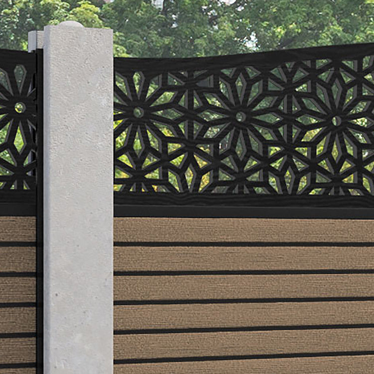 Hudson Narwa Curved Top Fence Panel - Teak - for existing concrete posts