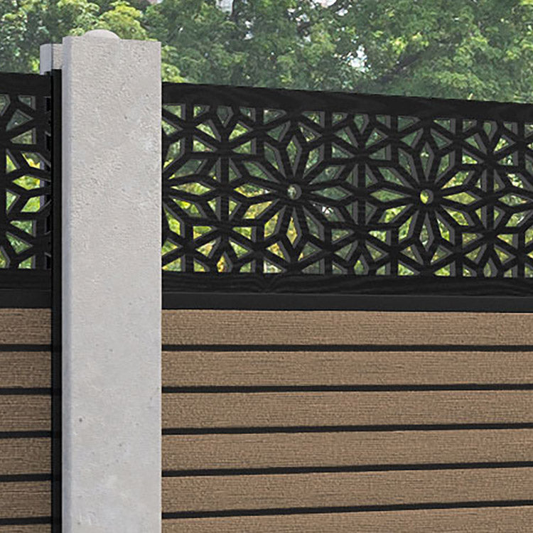 Hudson Narwa Fence Panel - Teak - for existing concrete posts