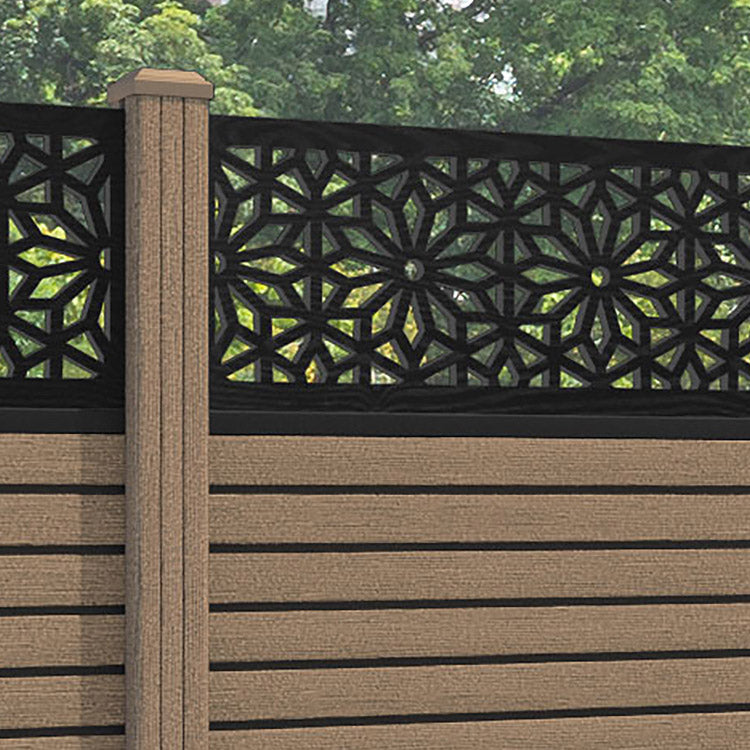 Hudson Narwa Fence Panel - Teak - with our composite posts