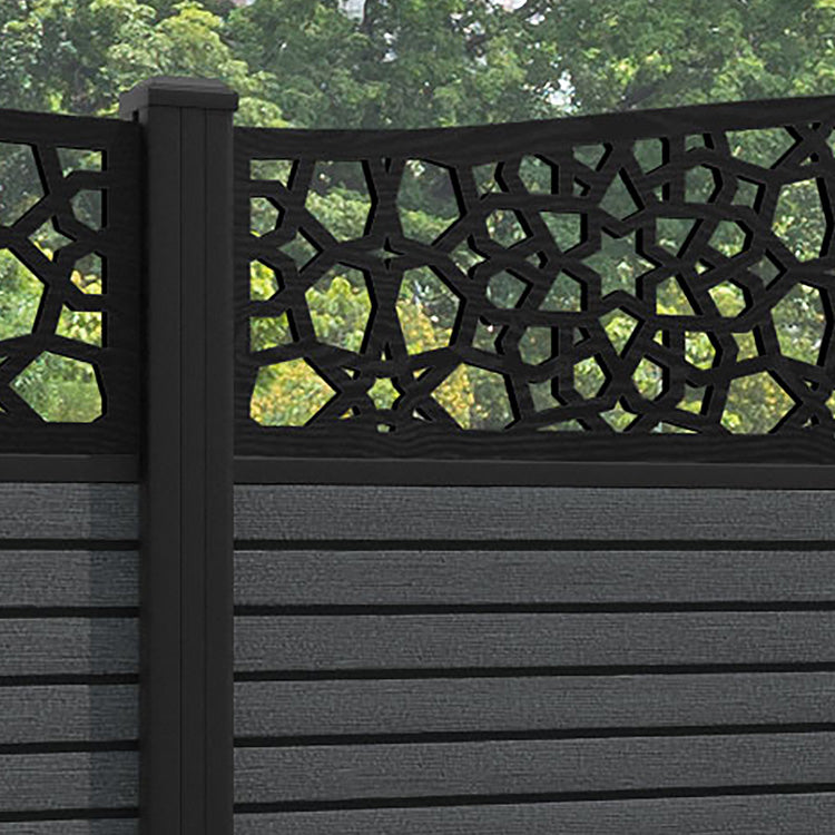 Hudson Nazira Curved Top Fence Panel - Dark Grey - with our aluminium posts