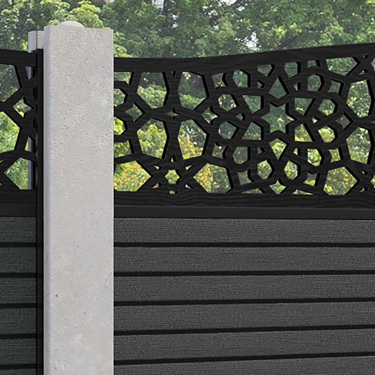 Hudson Nazira Curved Top Fence Panel - Dark Grey - for existing concrete posts
