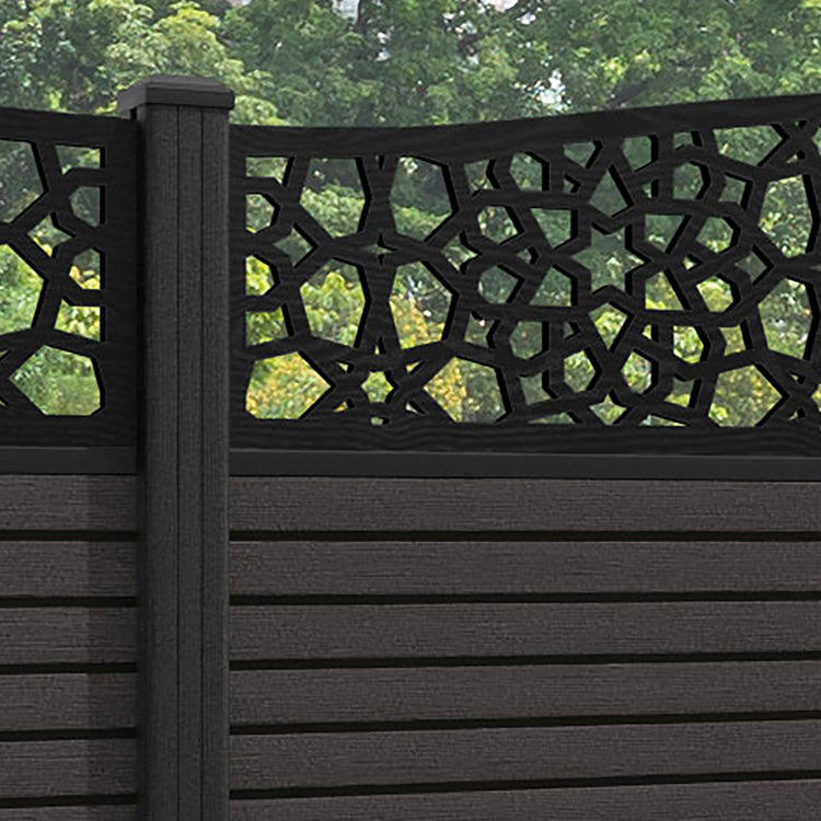 Hudson Nazira Curved Top Fence Panel - Dark Oak - with our composite posts
