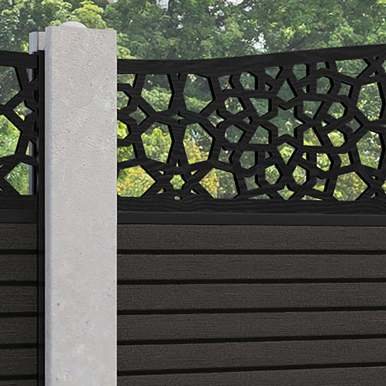 Hudson Nazira Curved Top Fence Panel - Dark Oak - for existing concrete posts