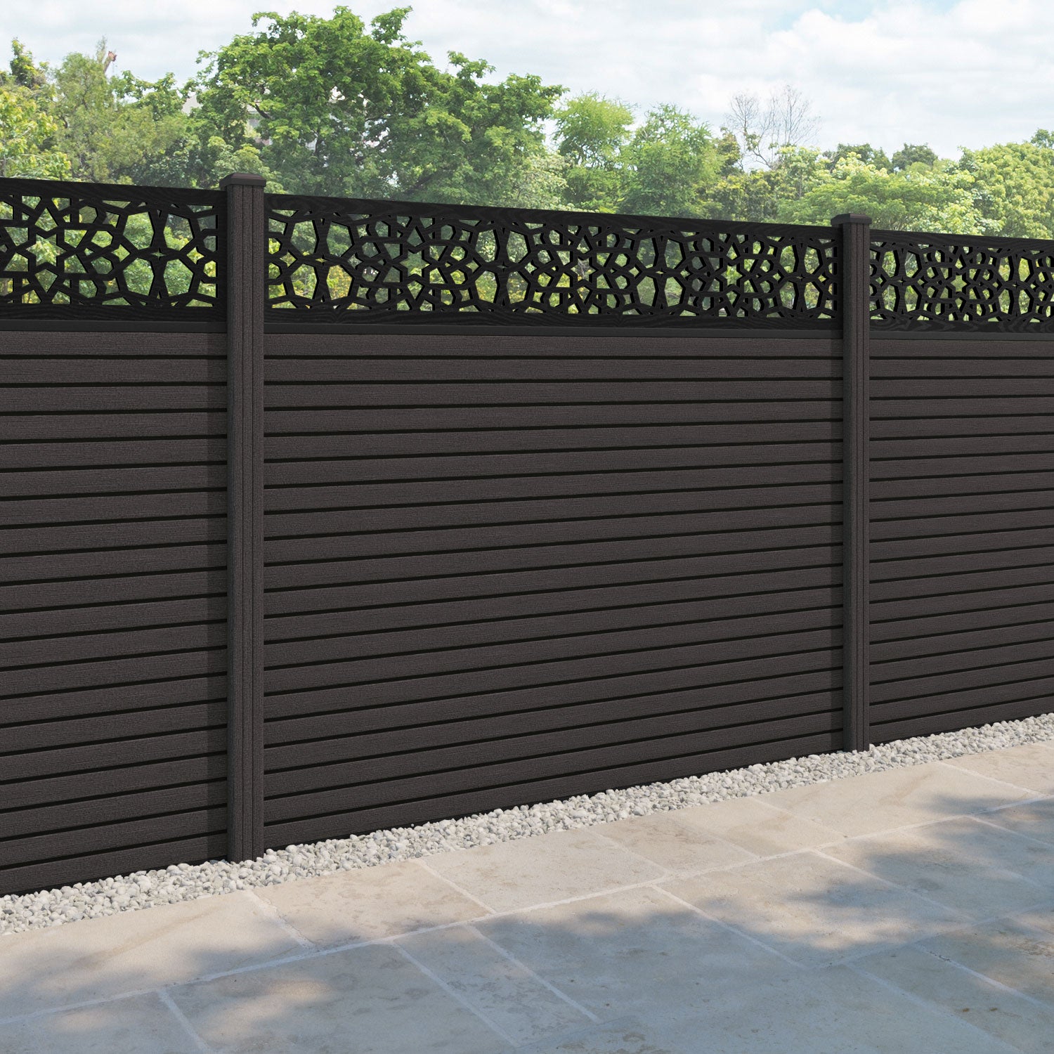 Hudson Nazira Fence Panel - Dark Oak - with our composite posts