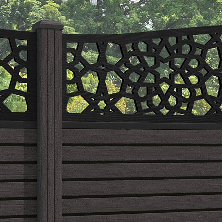 Hudson Nazira Curved Top Fence Panel - Dark Oak - with our composite posts