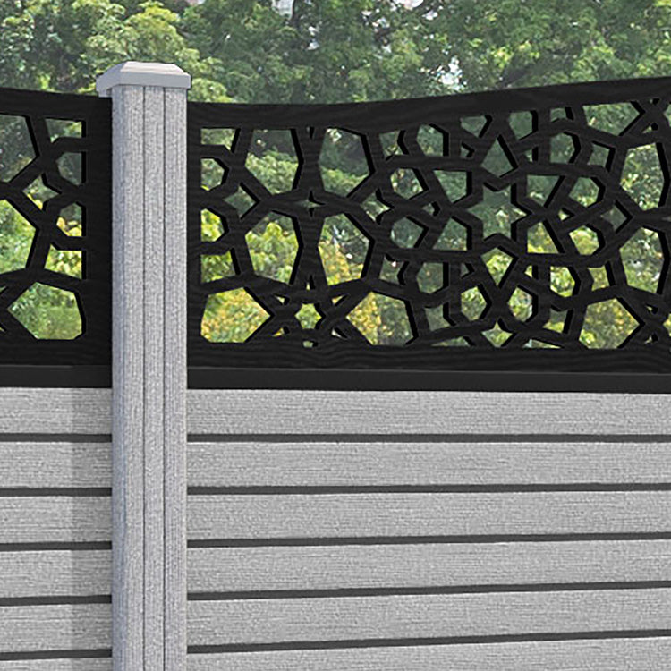Hudson Nazira Curved Top Fence Panel - Light Grey - with our composite posts