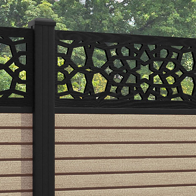 Hudson Nazira Fence Panel - Light Oak - with our aluminium posts