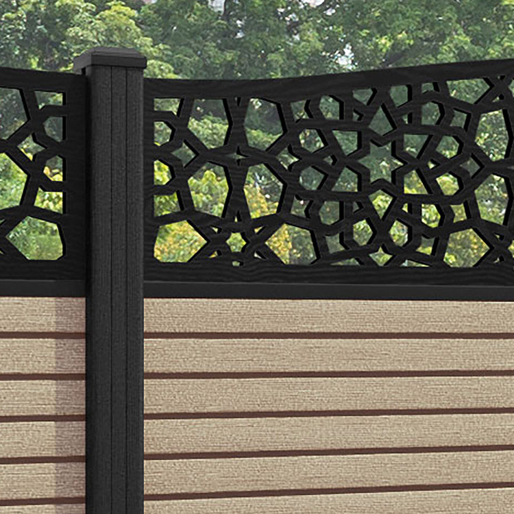 Hudson Nazira Curved Top Fence Panel - Light Oak - with our composite posts