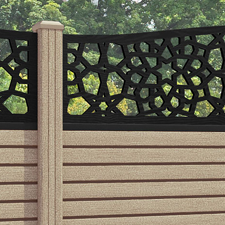 Hudson Nazira Curved Top Fence Panel - Light Oak - with our composite posts
