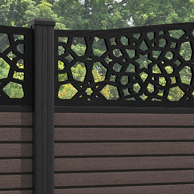 Hudson Nazira Curved Top Fence Panel - Mid Brown - with our composite posts
