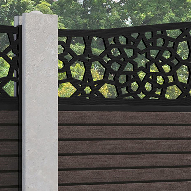 Hudson Nazira Curved Top Fence Panel - Mid Brown - for existing concrete posts