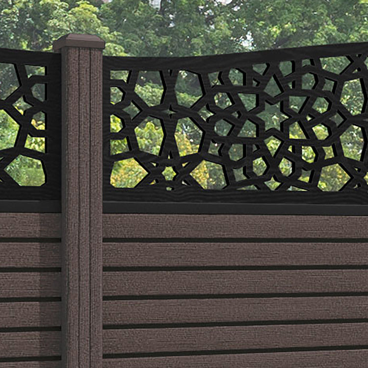 Hudson Nazira Curved Top Fence Panel - Mid Brown - with our composite posts