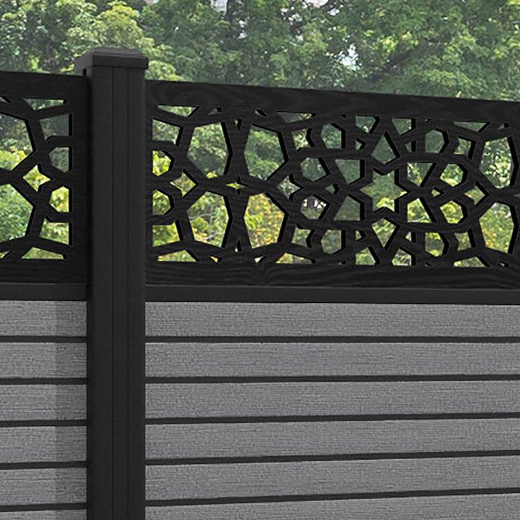 Hudson Nazira Fence Panel - Mid Grey - with our aluminium posts